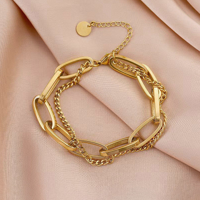 Gold Plated Stainless Steel Anti Tarnish Rope Design Wraparound Bracelet For Women