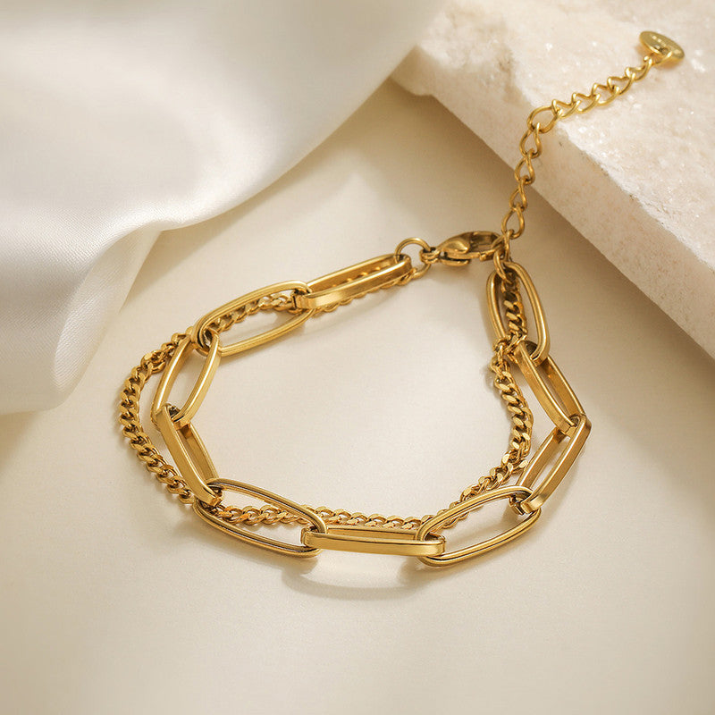 Gold Plated Stainless Steel Anti Tarnish Rope Design Wraparound Bracelet For Women