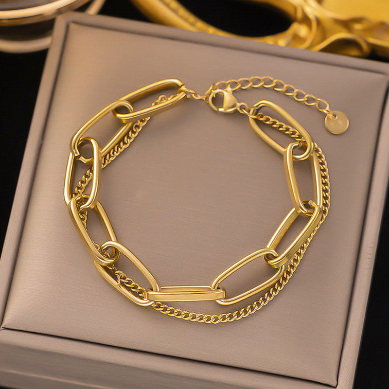 Gold Plated Stainless Steel Anti Tarnish Rope Design Wraparound Bracelet For Women