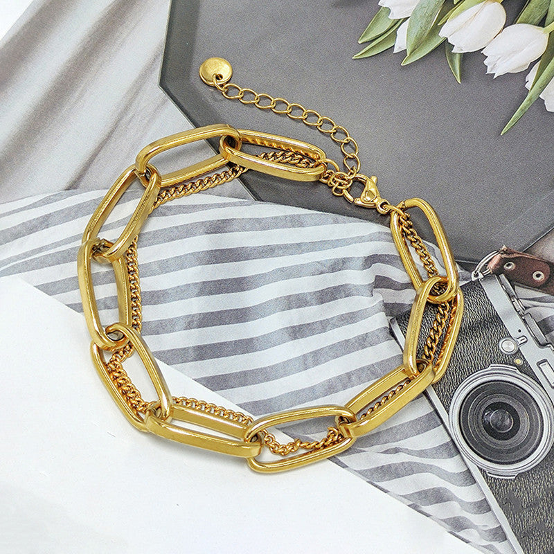 Gold Plated Stainless Steel Anti Tarnish Rope Design Wraparound Bracelet For Women
