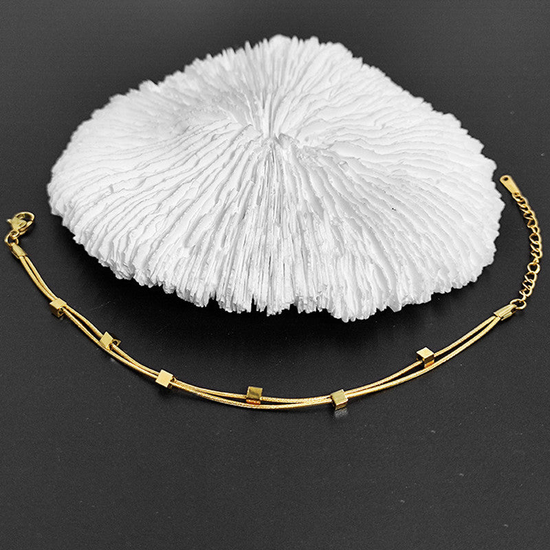 Gold Plated Stainless Steel Anti-Tarnish Geometric Wraparound Bracelet