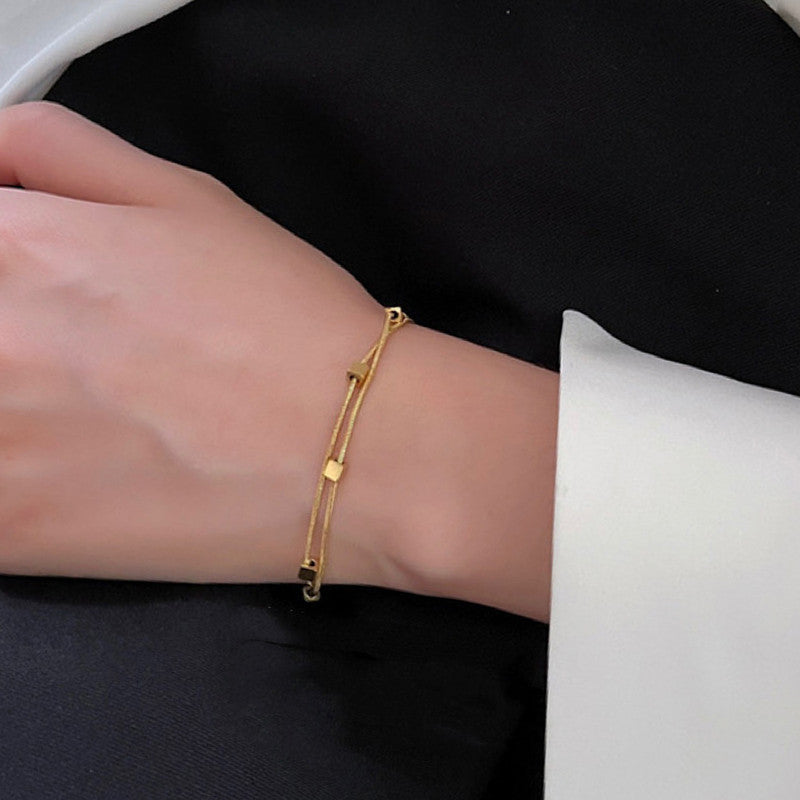 Gold Plated Stainless Steel Anti-Tarnish Geometric Wraparound Bracelet