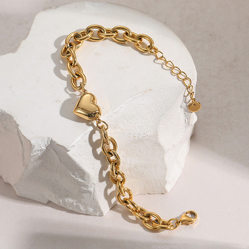 Gold Plated Anti Tarnish Stainless Steel Heart themed Wraparound Bracelet