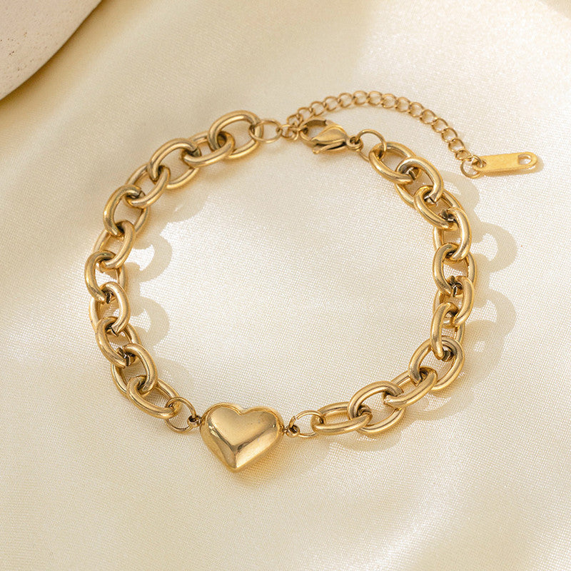 Gold Plated Anti Tarnish Stainless Steel Heart themed Wraparound Bracelet