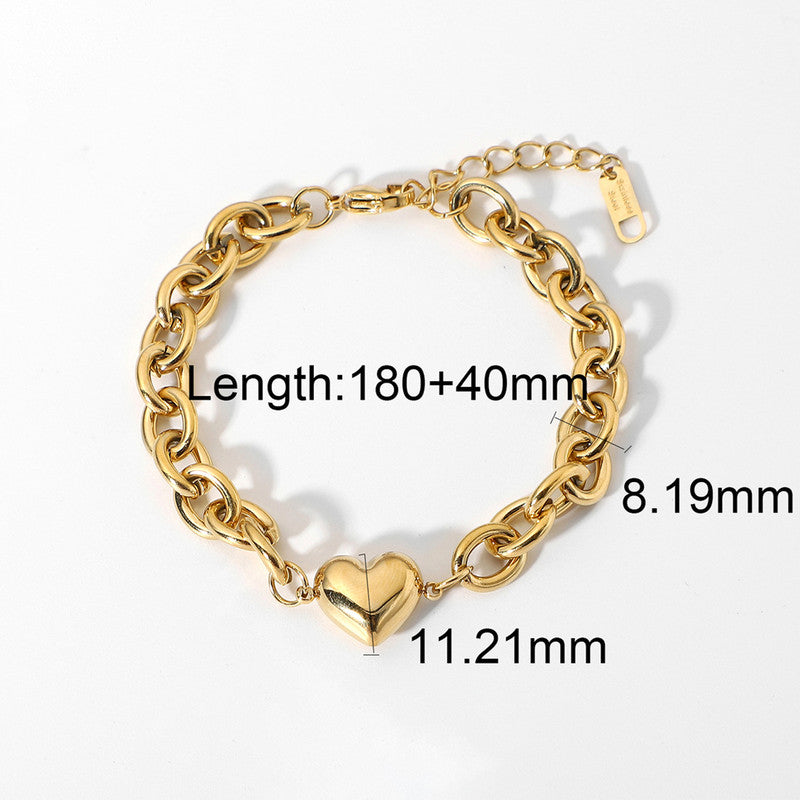 Gold Plated Anti Tarnish Stainless Steel Heart themed Wraparound Bracelet