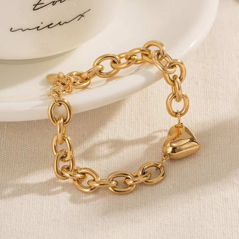 Gold Plated Anti Tarnish Stainless Steel Heart themed Wraparound Bracelet