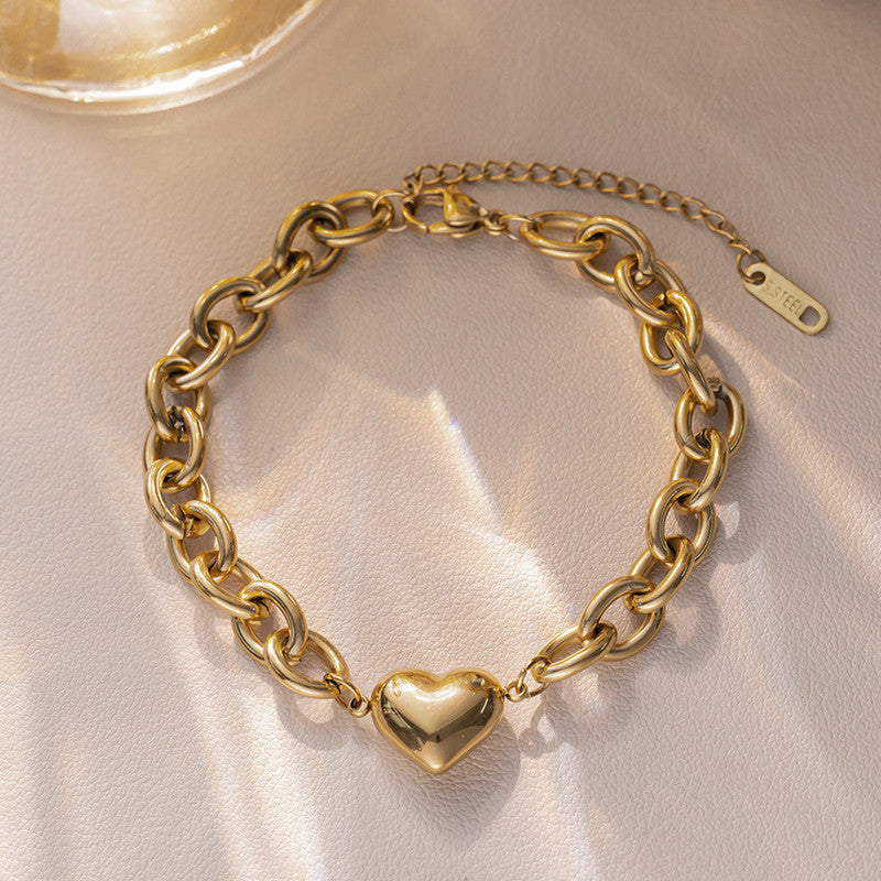 Gold Plated Anti Tarnish Stainless Steel Heart themed Wraparound Bracelet