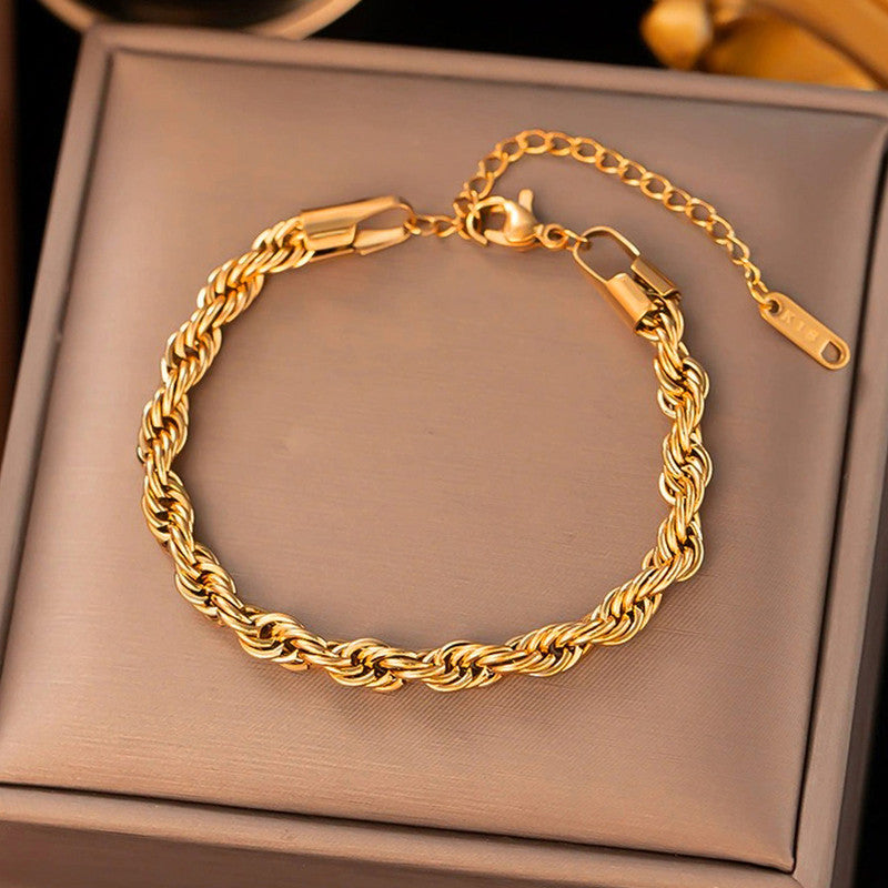 Buy Gold Plated Anti Tarnish Stainless Steel Thin Chain Rope Style