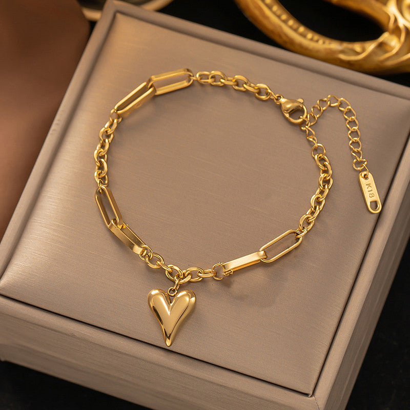 Gold-Plated Anti Tarnish Heart Themed Charm Bracelet
