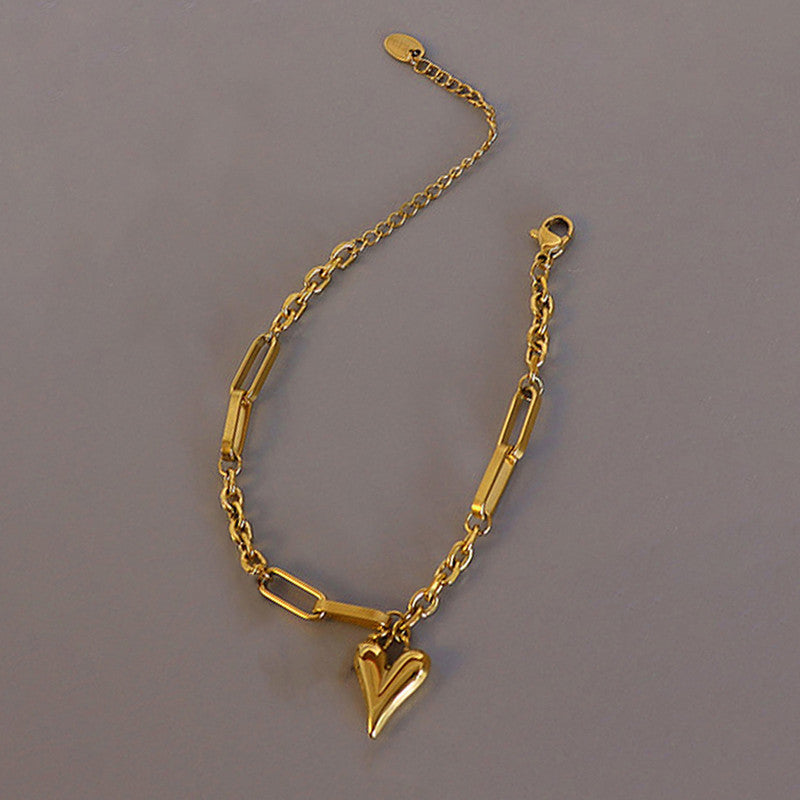 Gold-Plated Anti Tarnish Heart Themed Charm Bracelet
