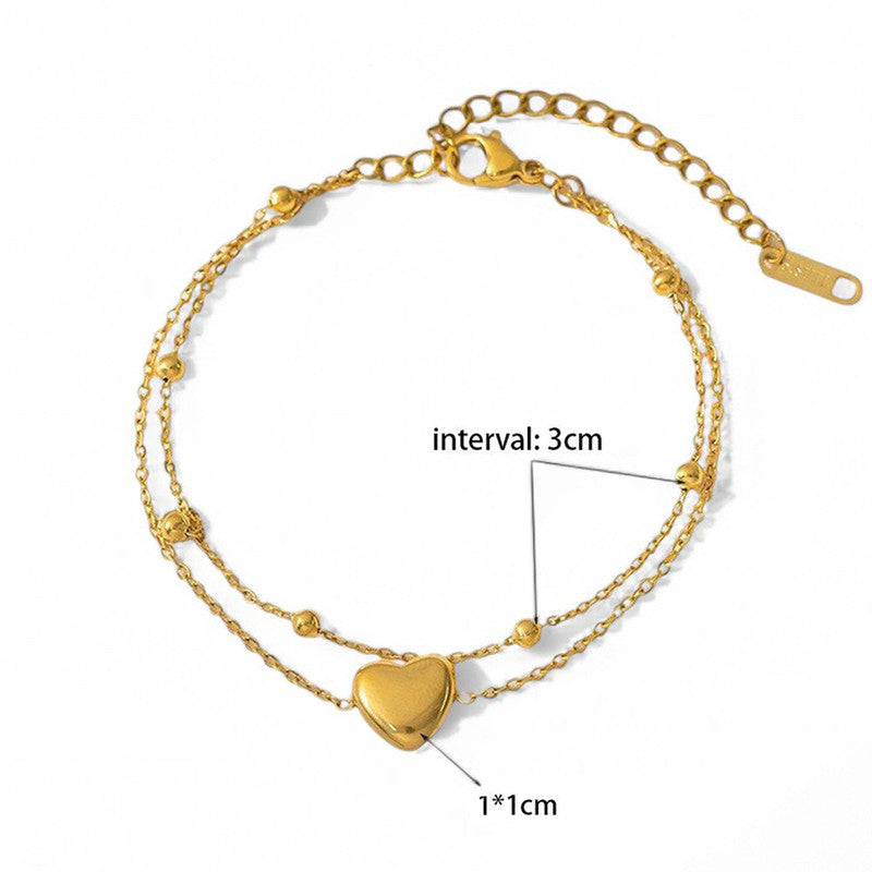 Gold Plated Anti Tarnish Stainless Steel Heart Themed Wraparound Bracelet
