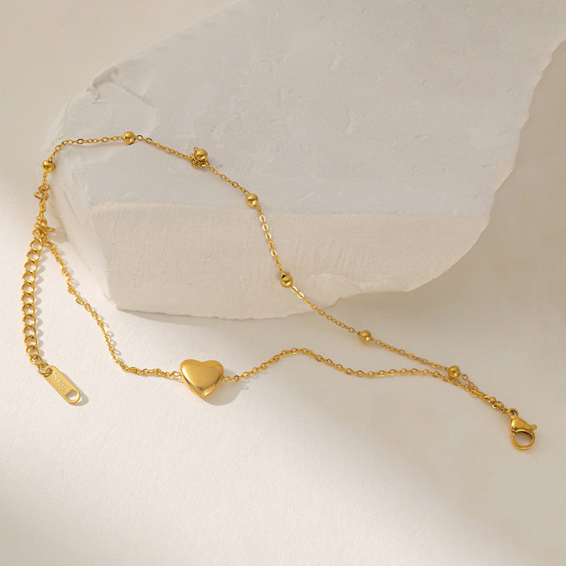 Gold Plated Anti Tarnish Stainless Steel Heart Themed Wraparound Bracelet