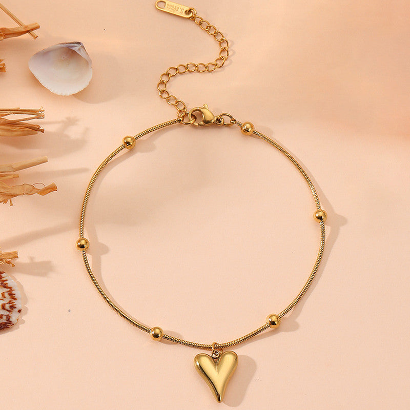 Gold Plated Anti Tarnish Stainless Steel Heart Themed Wraparound Bracelet