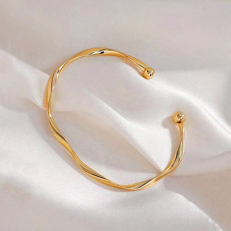 Gold Plated Anti Tarnish Stainless Steel Contemporary Cuff Bracelet