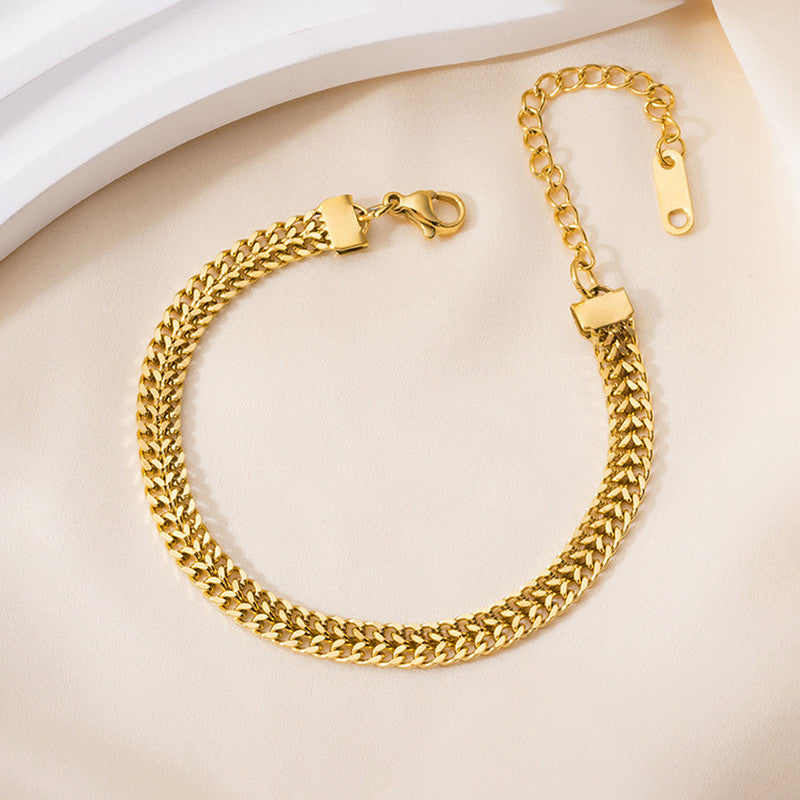 Gold Plated Anti Tarnish Stainless Steel Contemporary Wraparound Bracelet