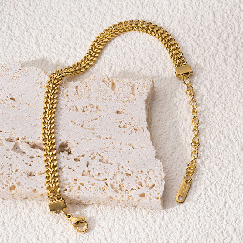 Gold Plated Anti Tarnish Stainless Steel Contemporary Wraparound Bracelet