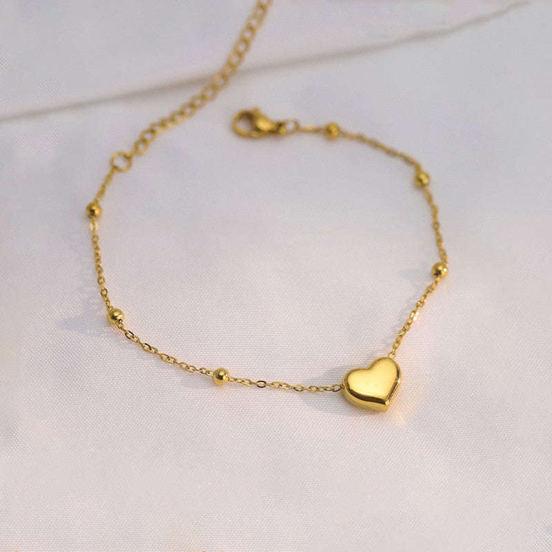 Gold Plated Anti Tarnish Stainless Steel Heart Themed Wraparound Bracelet