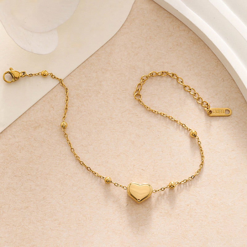 Gold Plated Anti Tarnish Stainless Steel Heart Themed Wraparound Bracelet