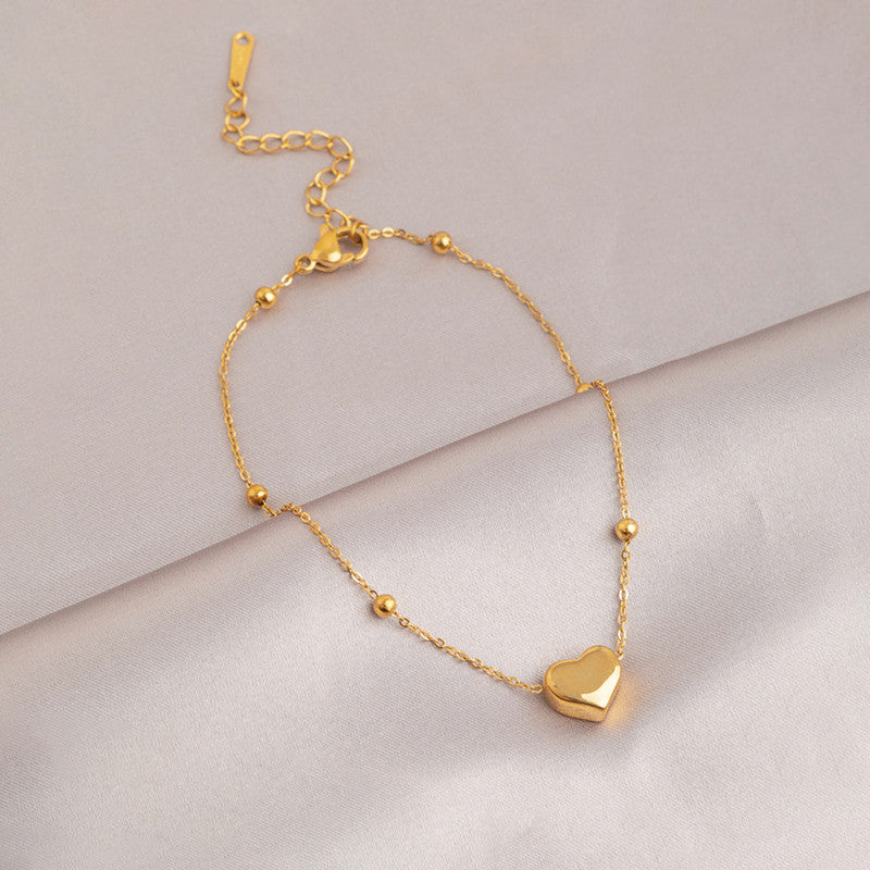 Gold Plated Anti Tarnish Stainless Steel Heart Themed Wraparound Bracelet