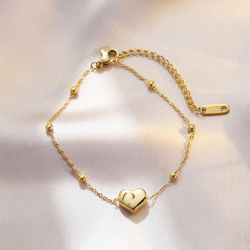 Gold Plated Anti Tarnish Stainless Steel Heart Themed Wraparound Bracelet