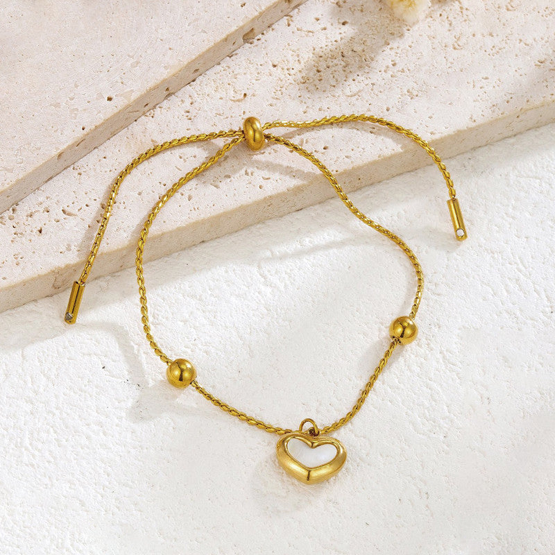 Gold Plated Anti Tarnish Stainless Steel Heart Themed Wraparound Bracelet
