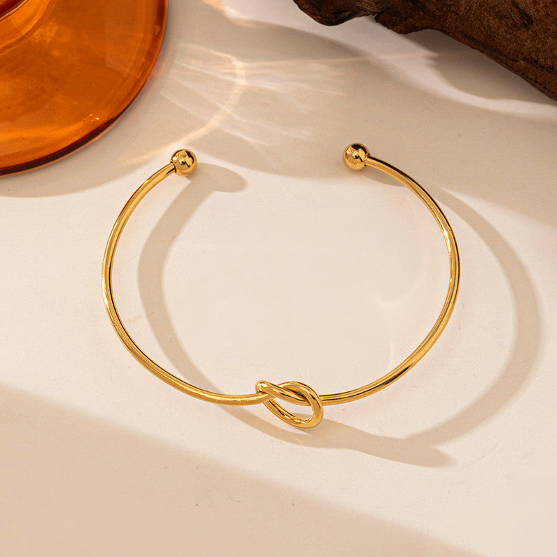 Gold Plated Stainless Steel Anti-Tarnish Knotted Cuff Bracelet
