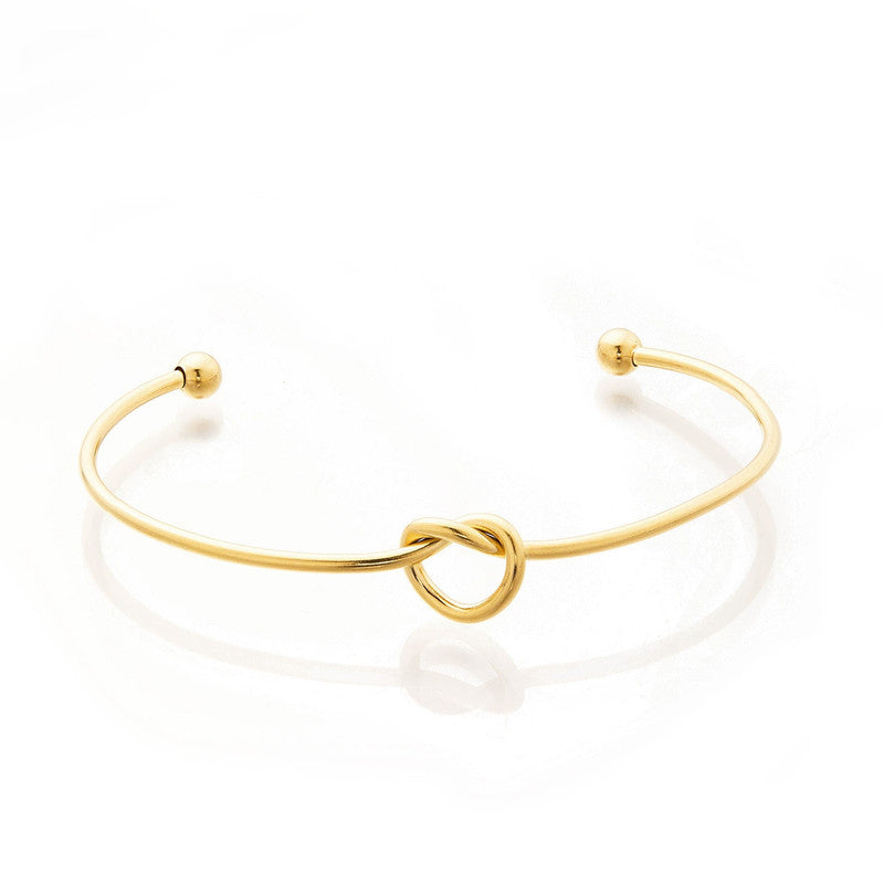 Gold Plated Stainless Steel Anti-Tarnish Knotted Cuff Bracelet