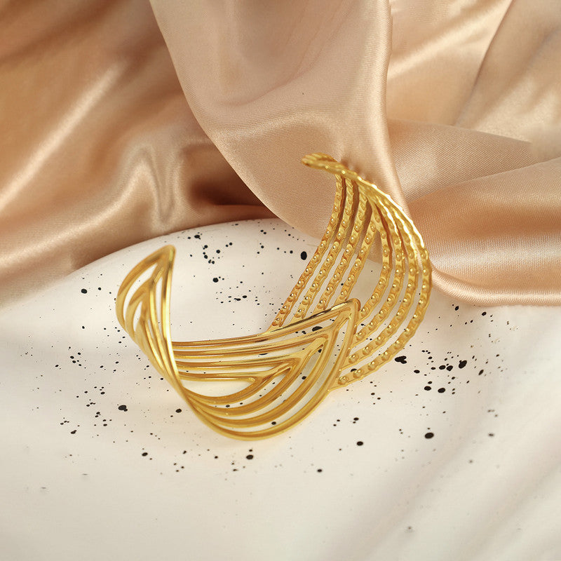 Gold Plated Anti Tarnish Stainless Steel Contemporary Cuff Bracelet
