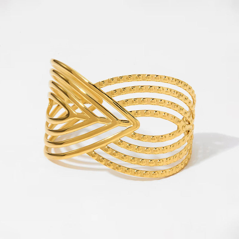 Gold Plated Anti Tarnish Stainless Steel Contemporary Cuff Bracelet