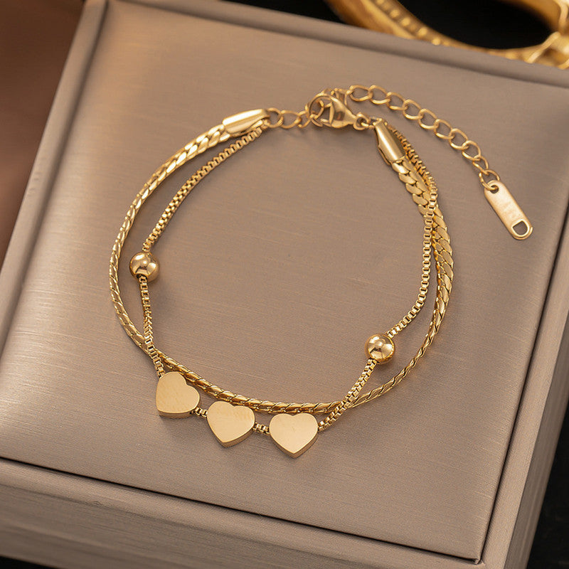 Gold Plated Heart Themed Wraparound Bracelet