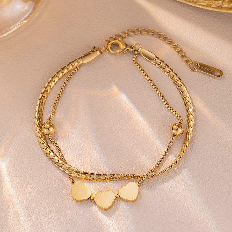 Gold Plated Heart Themed Wraparound Bracelet