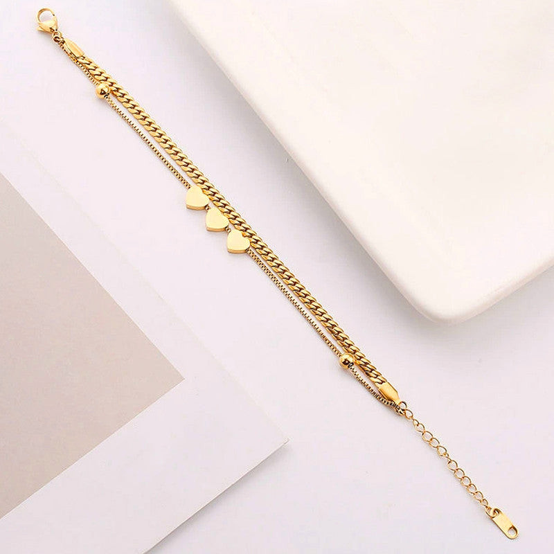 Gold Plated Heart Themed Wraparound Bracelet