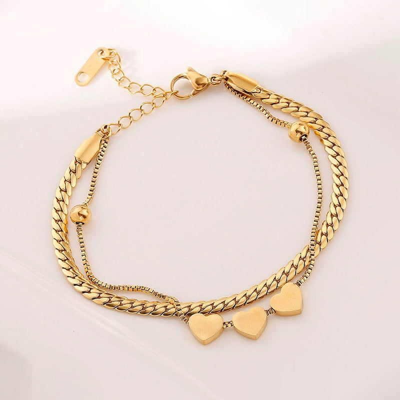 Gold Plated Heart Themed Wraparound Bracelet