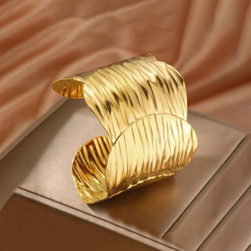 Gold Stainless Steel Contemporary Cuff Bracelet