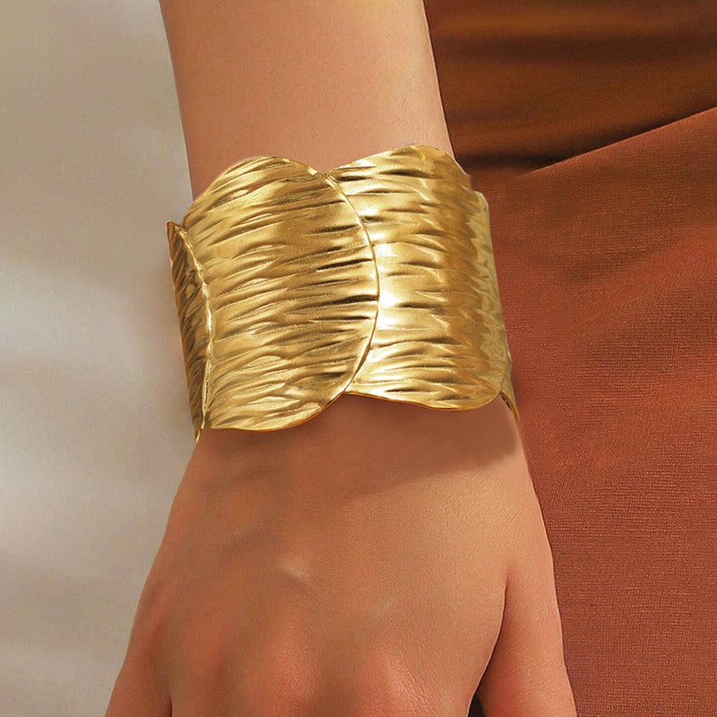 Gold Stainless Steel Contemporary Cuff Bracelet