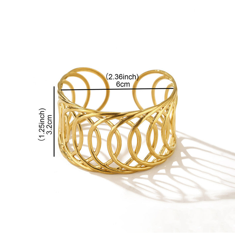 Gold Stainless Steel Contemporary Cuff Bracelet