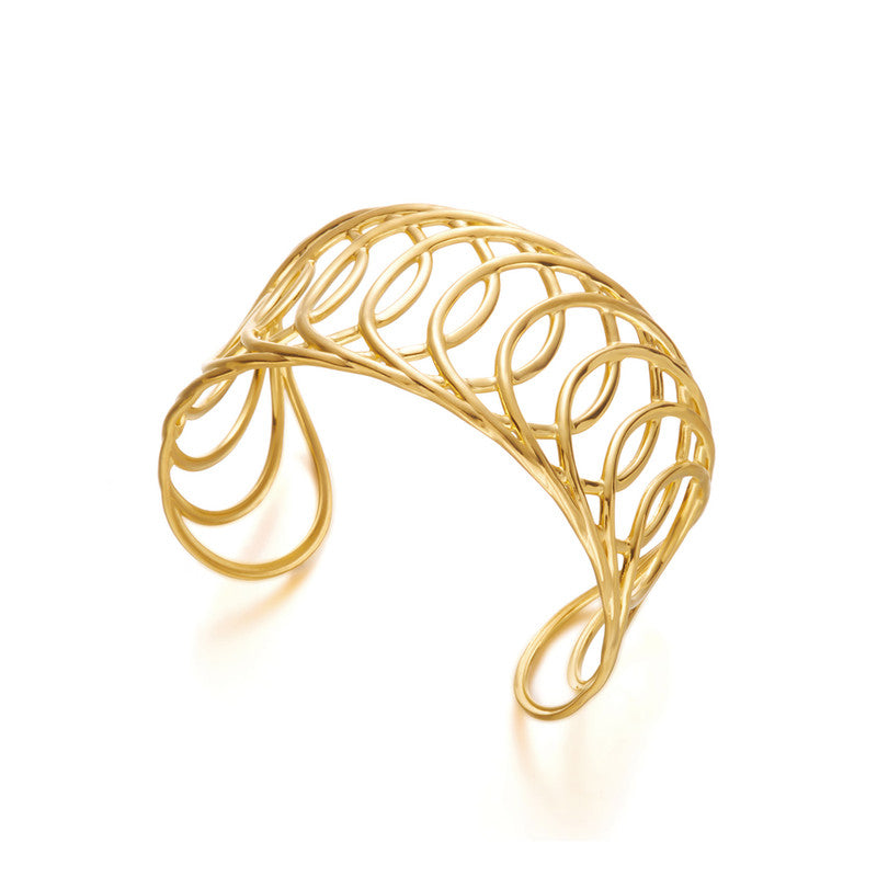 Gold Stainless Steel Contemporary Cuff Bracelet