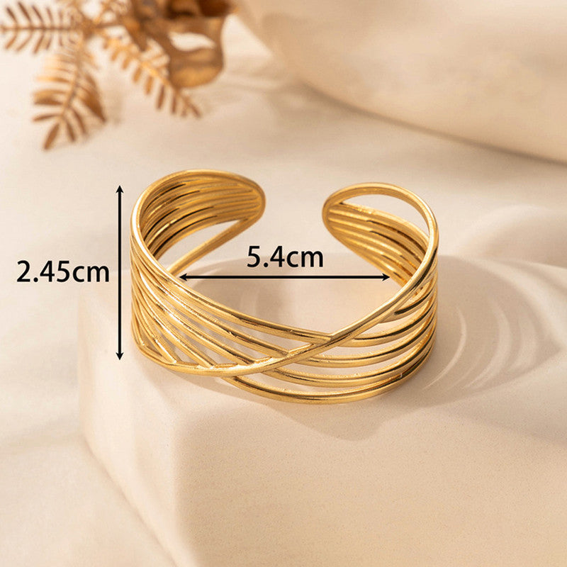 Gold Stainless Steel Contemporary Cuff Bracelet