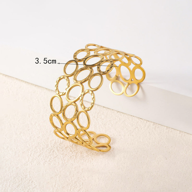 Gold Stainless Steel Contemporary Cuff Bracelet