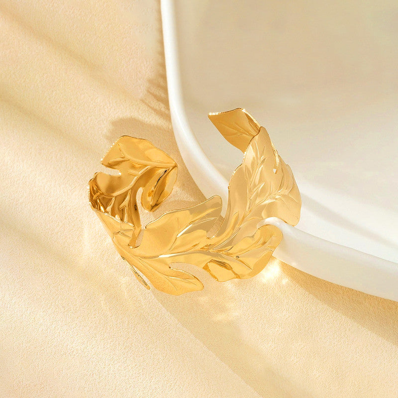 Gold Stainless Steel Contemporary Cuff Bracelet
