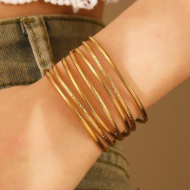 Gold Stainless Steel Contemporary Cuff Bracelet