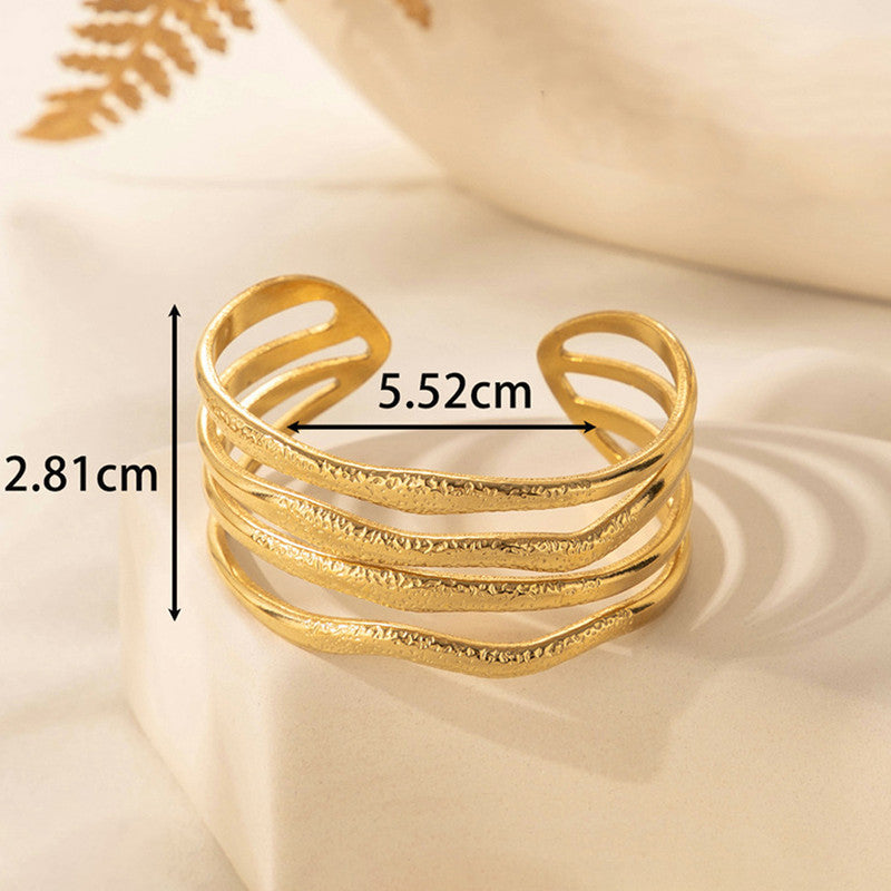Gold Stainless Steel Contemporary Cuff Bracelet