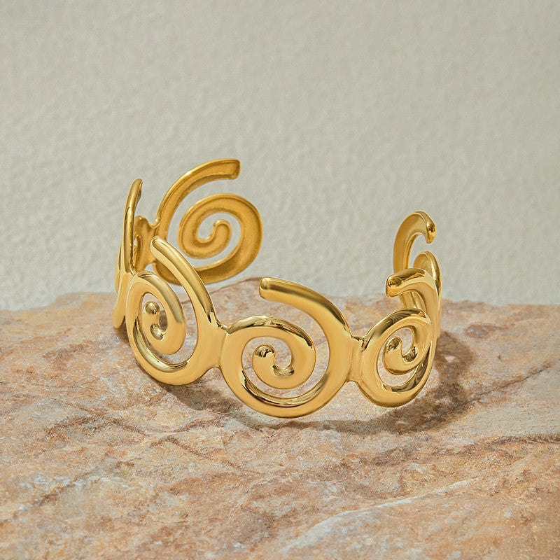 Gold Stainless Steel Contemporary Cuff Bracelet