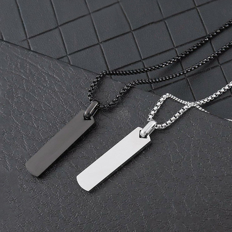 Silver Plated Stainless Steel Anti Tarnish Rectangular Hip Hop Party Pendant (Pack of 2)