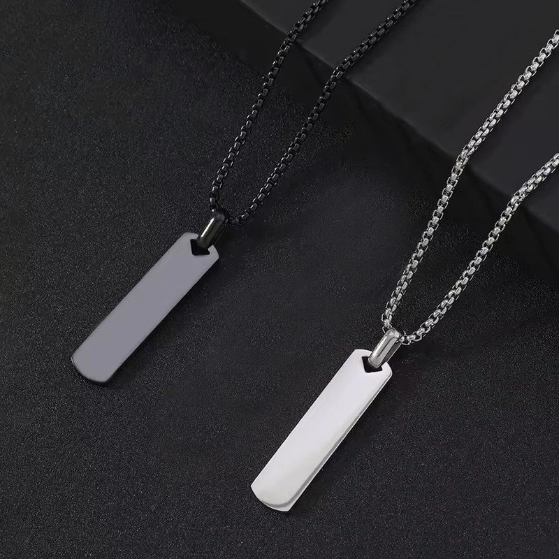 Silver Plated Stainless Steel Anti Tarnish Rectangular Hip Hop Party Pendant (Pack of 2)