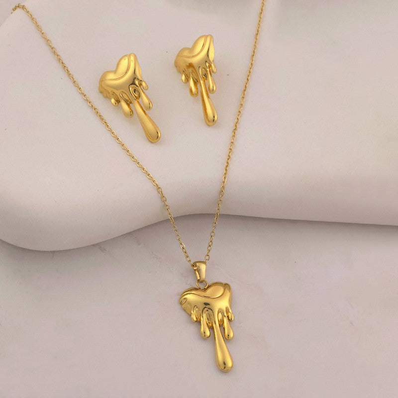 Gold Plated Anti Tarnish Heart Themed Jewellery Set For Girls Women