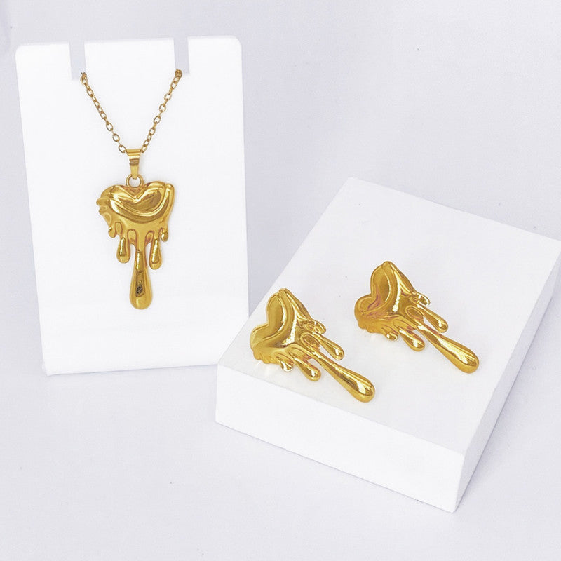 Gold Plated Anti Tarnish Heart Themed Jewellery Set For Girls Women