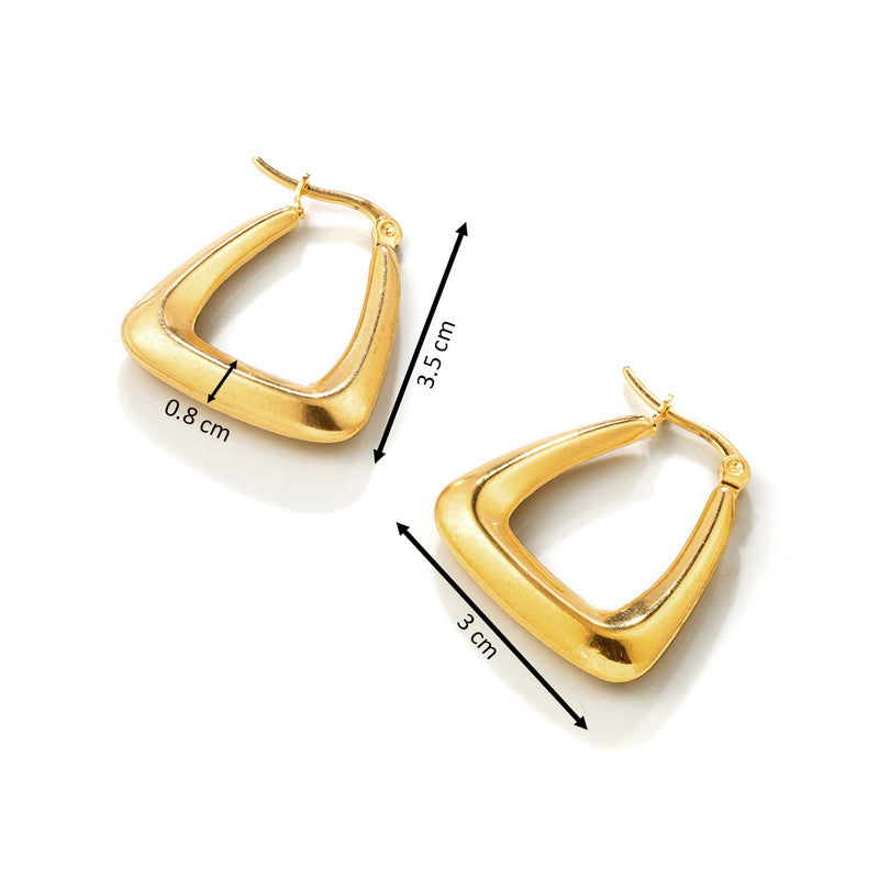 Gold Plated Anti Tarnish Chunky Geometric Statement Hoop Earrings
