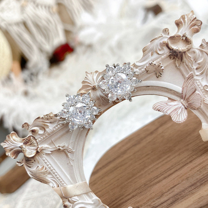 Silver Plated Stainless Steel Anti Tarnish Floral Stud Earrings For Women