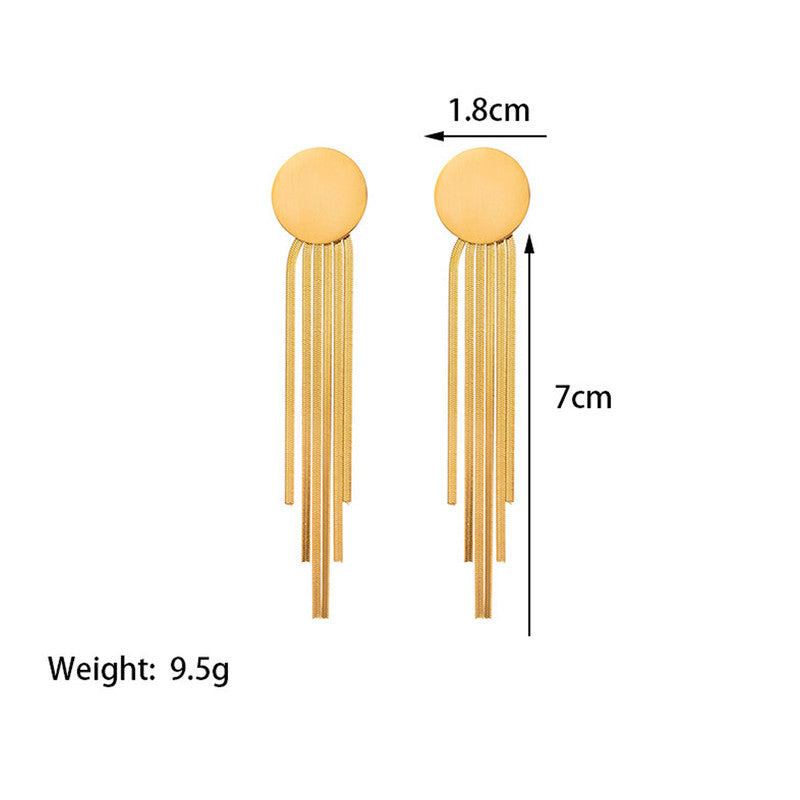 Gold Plated Stainless Steel Anti Tarnish Geometric Statement Tassel Earrings For Women